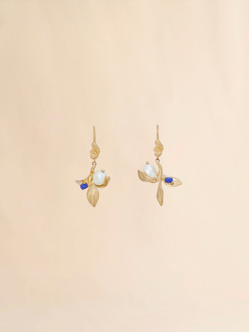 Pearls and stones Flower Delirium drop earrings - Earrings - Image 1