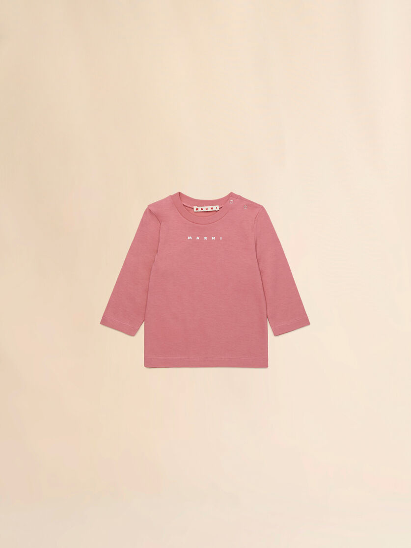 Off-white long-sleeved cotton T-shirt with Marni logo - T-shirts - Image 1