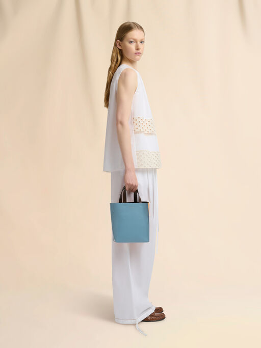 ブルー、オレンジ＆ダークブラウン レザー製 Museo ミニバッグ - ショッピングバッグ