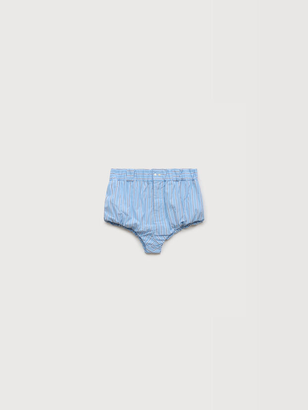 Jupe-culotte en popeline ray&eacute;e bleu clair - Maillots de bain