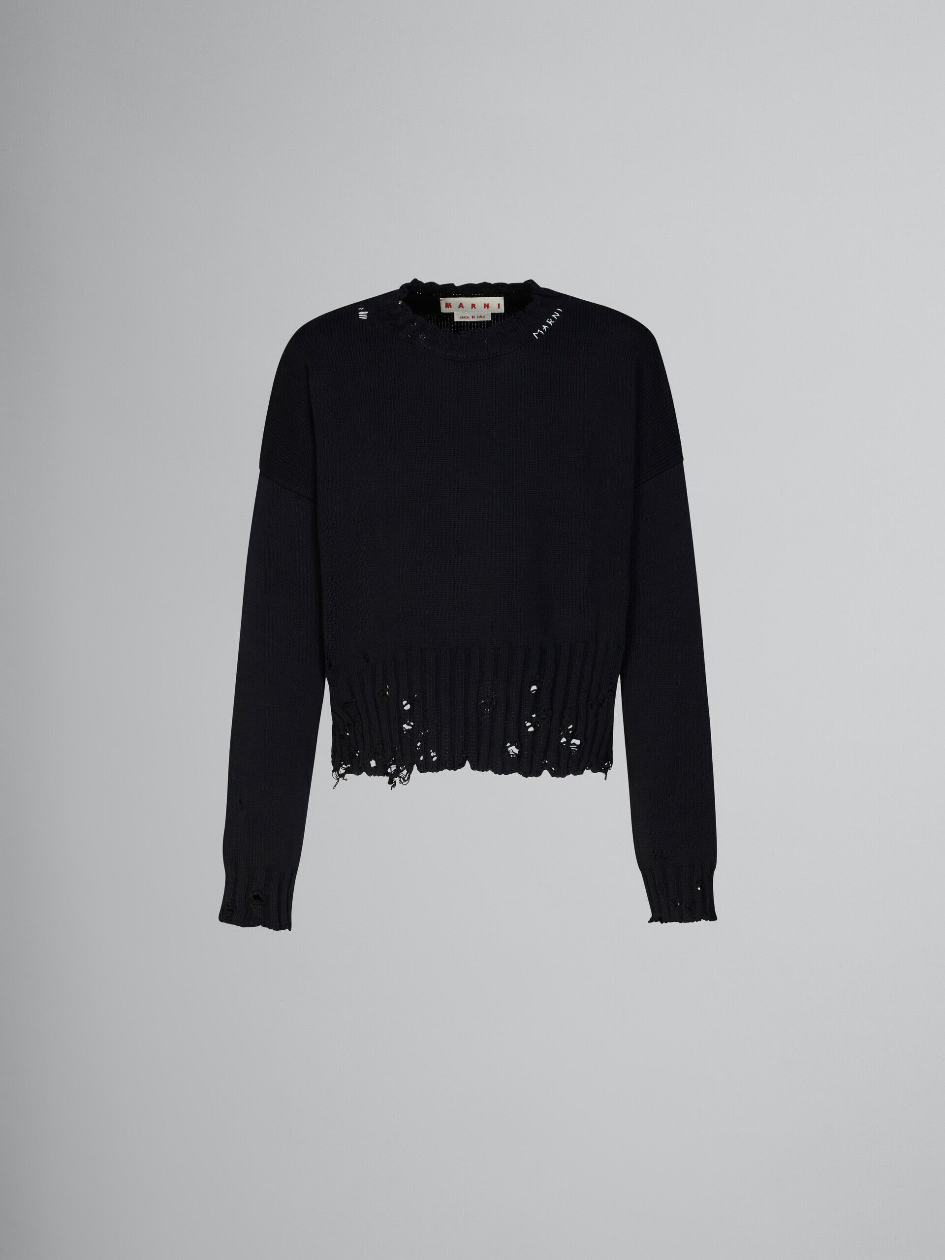 Black cotton boxy sweater | Marni