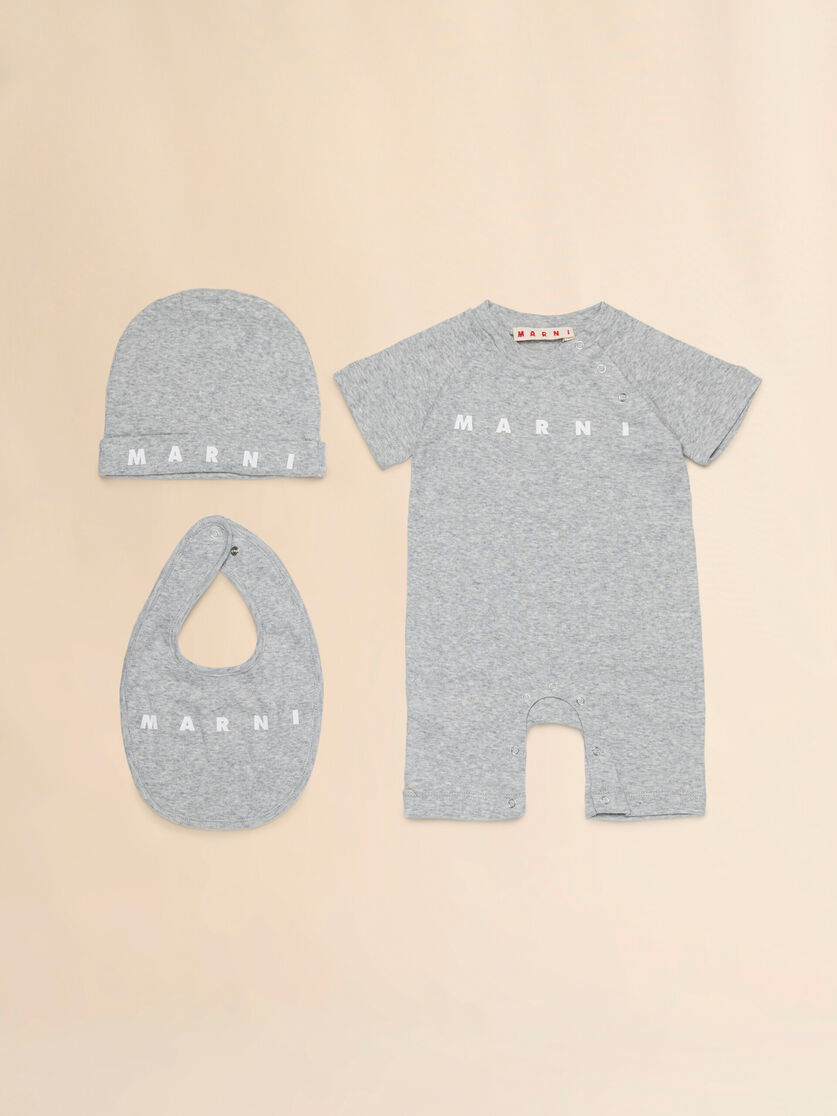 Set neonato in cotone grigio con stampa Marni, Image 1
