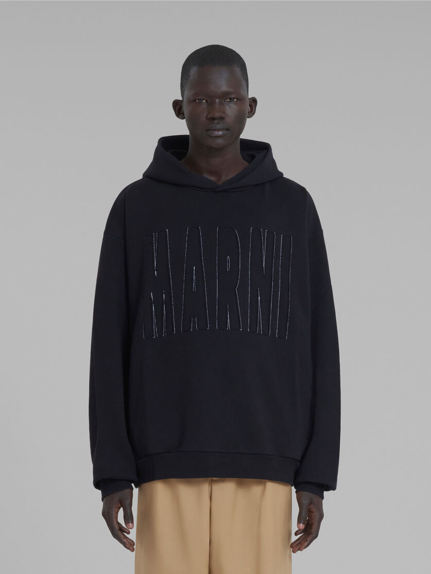 Black cotton sweatshirt with Marni logo - Sweaters - Image 2