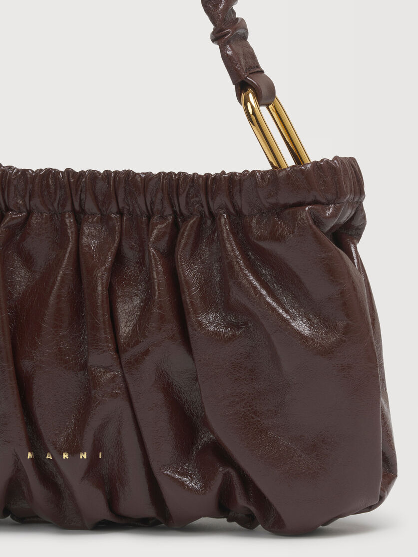 Brown leather gathered clutch, Image 5