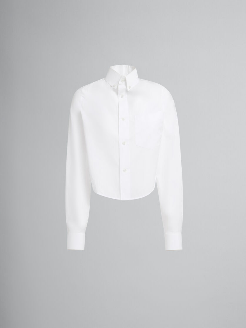 White organic poplin cropped shirt - Shirts - Image 1