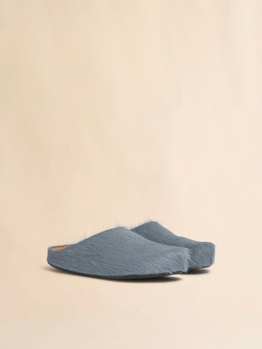 Blue long hair calfskin Fussbett sabot - Clogs