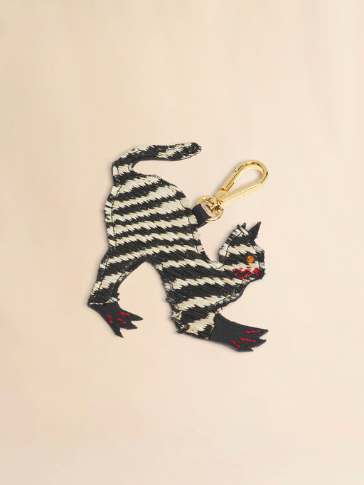 Black and white raffia-effect animal alphabet charm - Key Rings