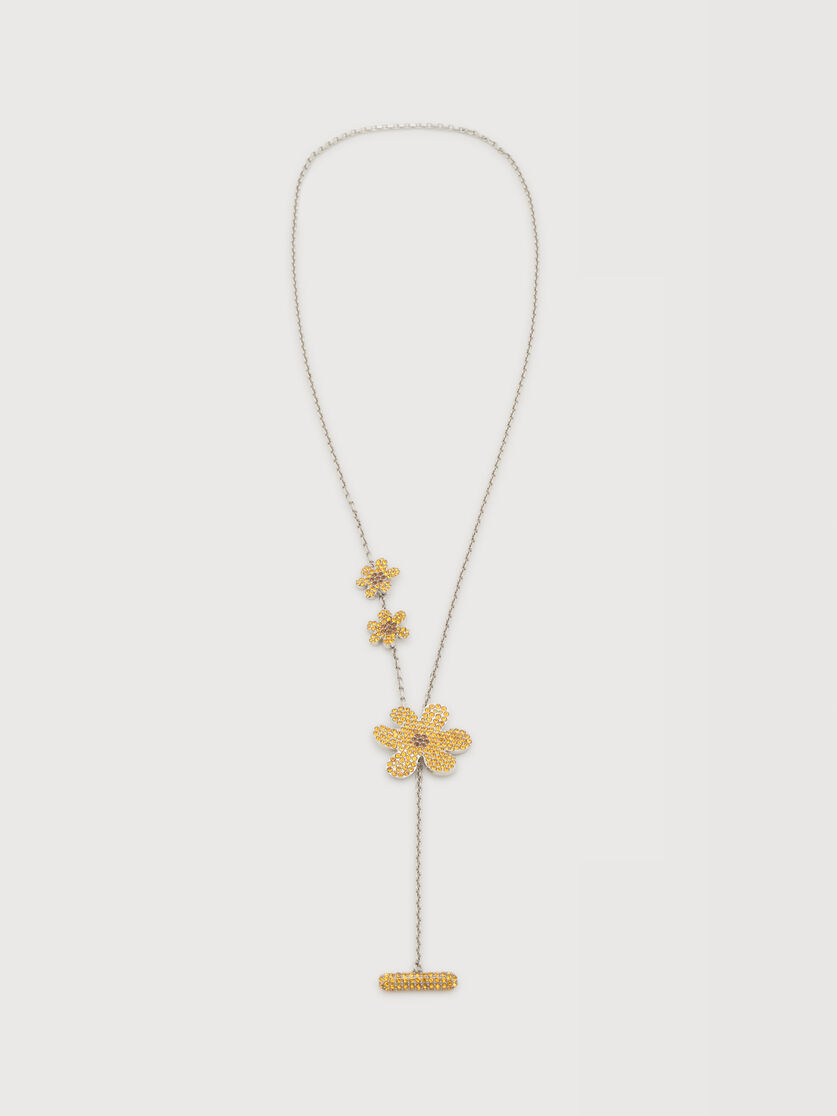 Orange rhinestone daisy necklace, Image 1