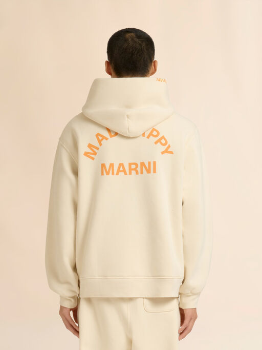 Marni + Madhappy cream cotton hoodie with arch logo print - Sweaters