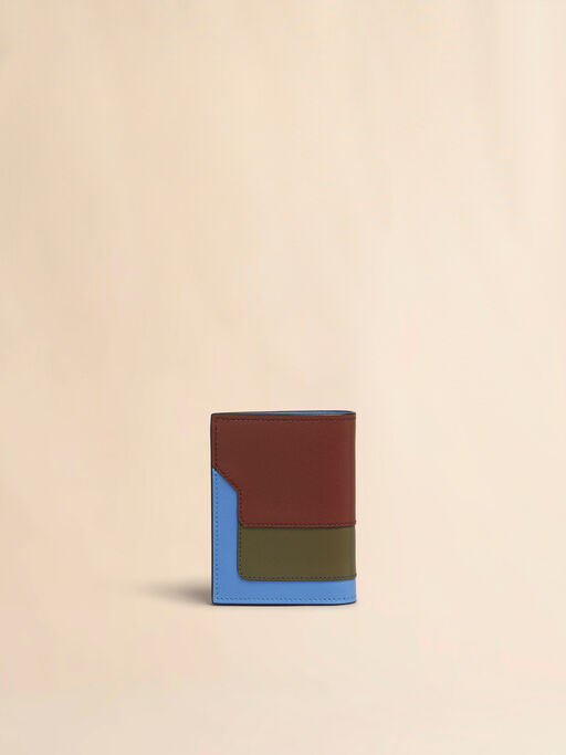 Burgundy deep green and blue saffiano leather bi-fold wallet - Wallets