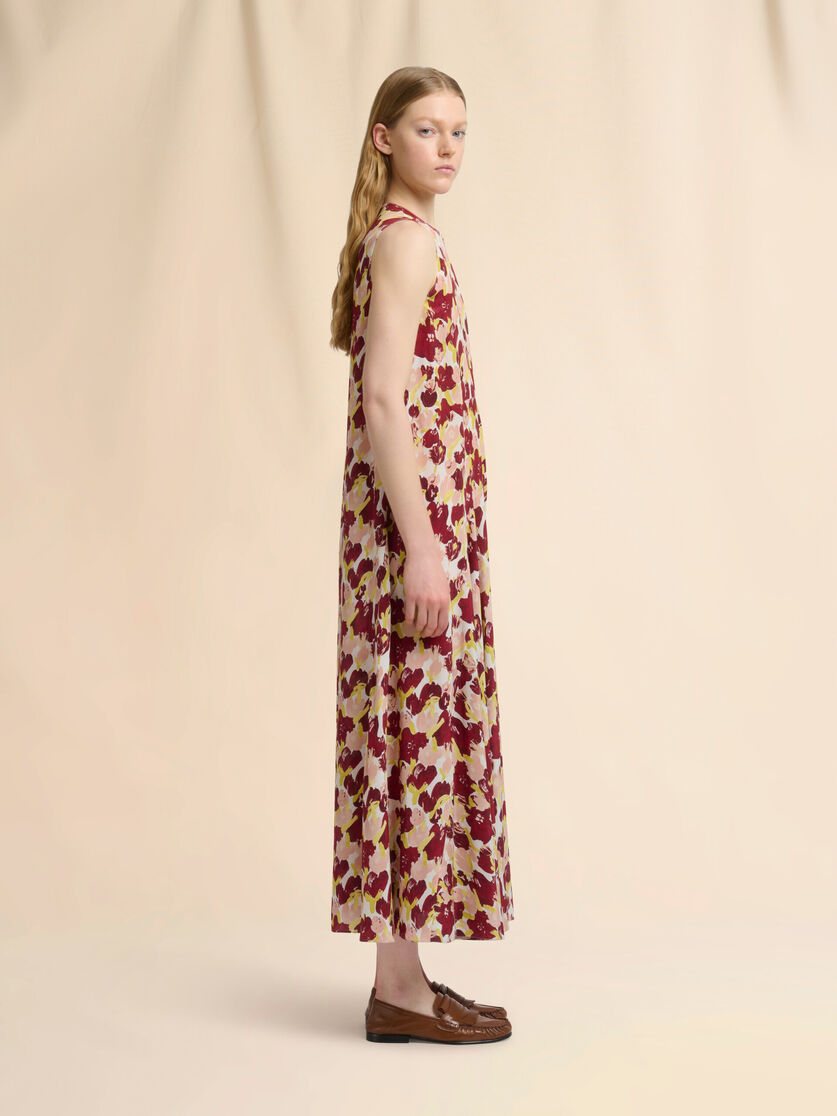 Pink and burgundy silk maxi dress with Secret Bouquet print, Image 6