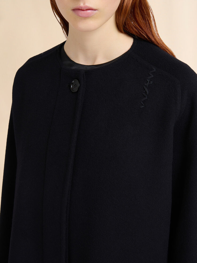 Black felt coat with Marni Symbol - Coats - Image 4