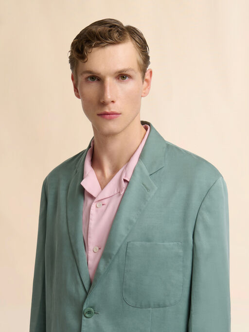 Green satin single-breasted jacket - Jackets