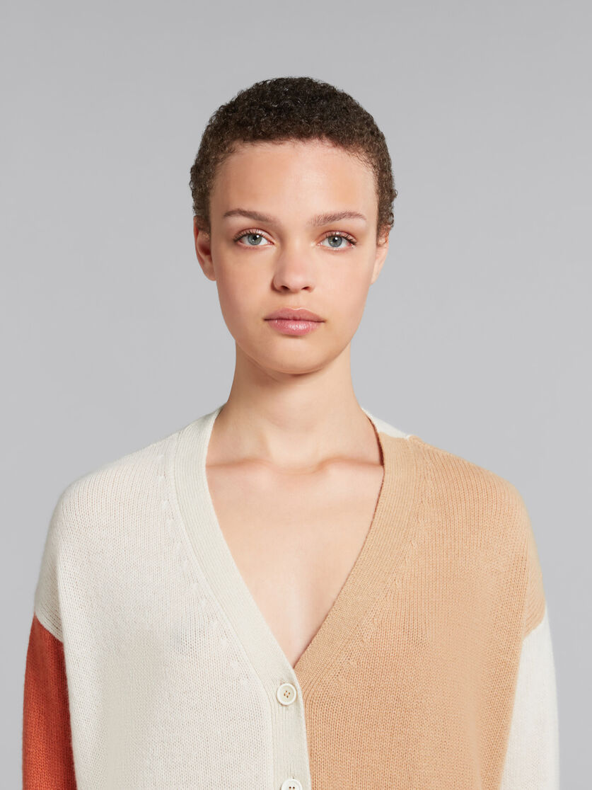 クリーム カラーブロック カシミアカーディガン | Marni