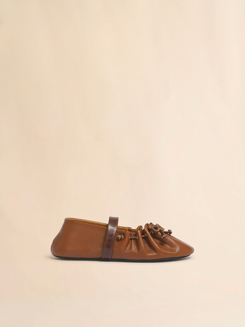 Light and dark brown leather Mary Jane Soft Ballerina, Image 1