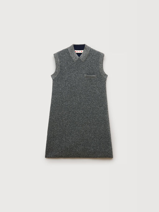Grey wool mini dress with lurex detailing - Dresses