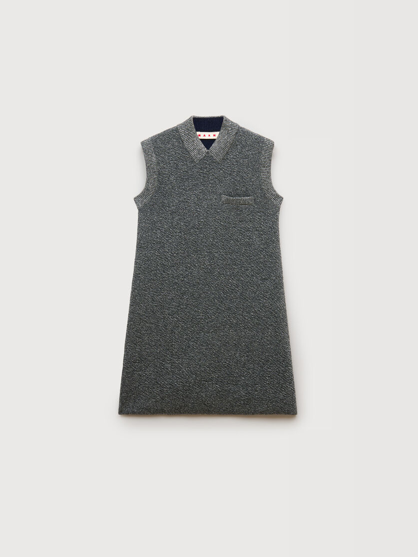 Grey wool mini dress with lurex detailing, Image 1