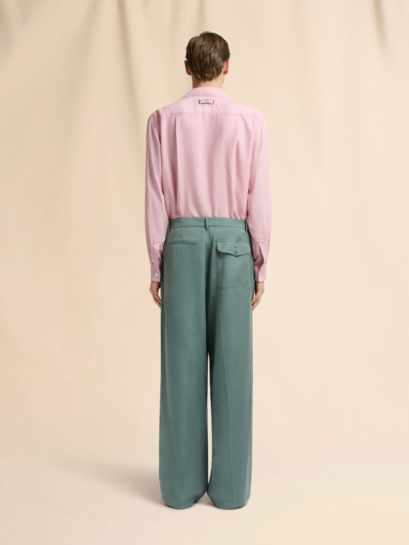 Green satin wide-leg trousers, Image 3