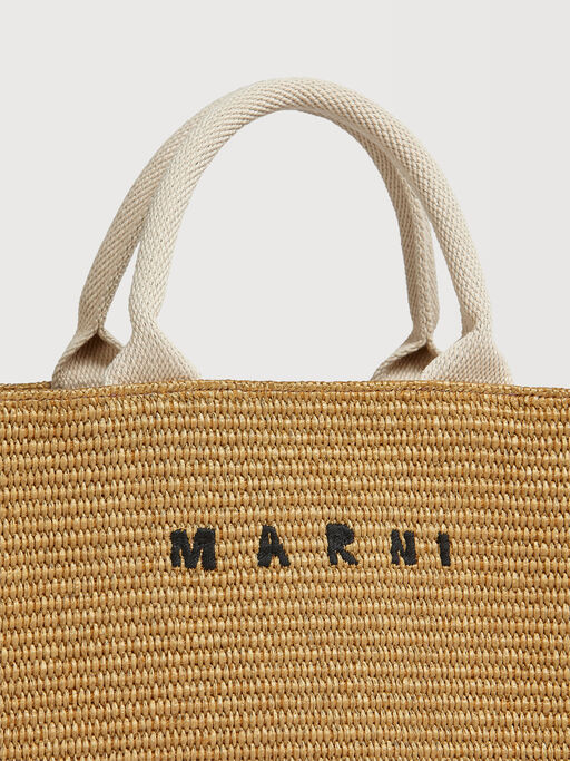 Natural-coloured raffia-effect Small Tote Bag - Shopping Bags