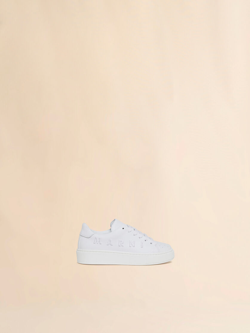 White leather sneaker with tonal Marni embroidery, Image 1