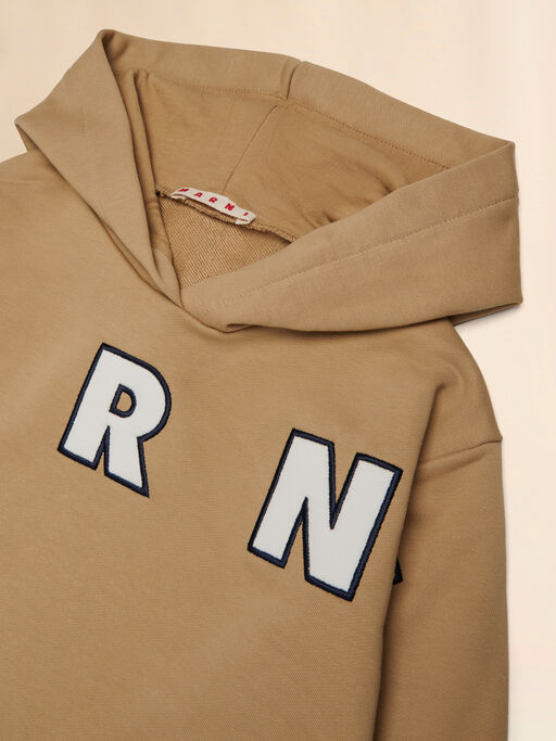 Beige cotton hoodie with Marni patches - Sweaters