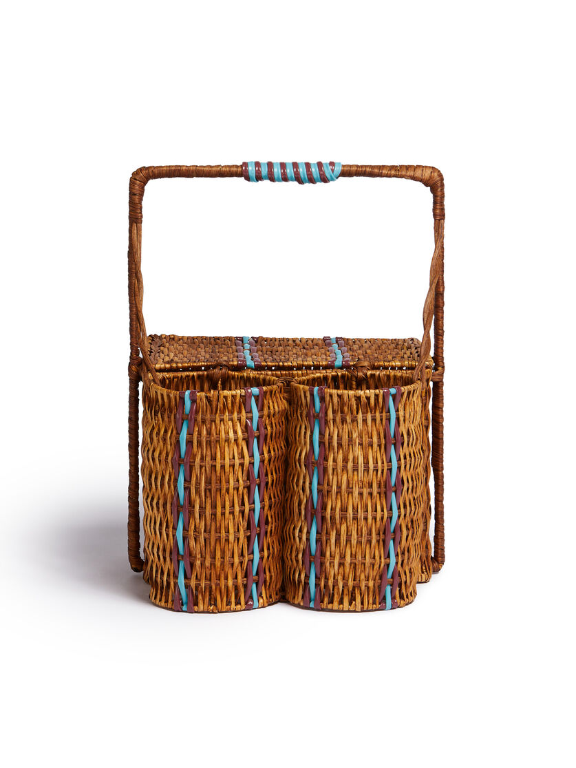 Brown natural fibre MARNI MARKET picnic basket - Accessories - Image 3