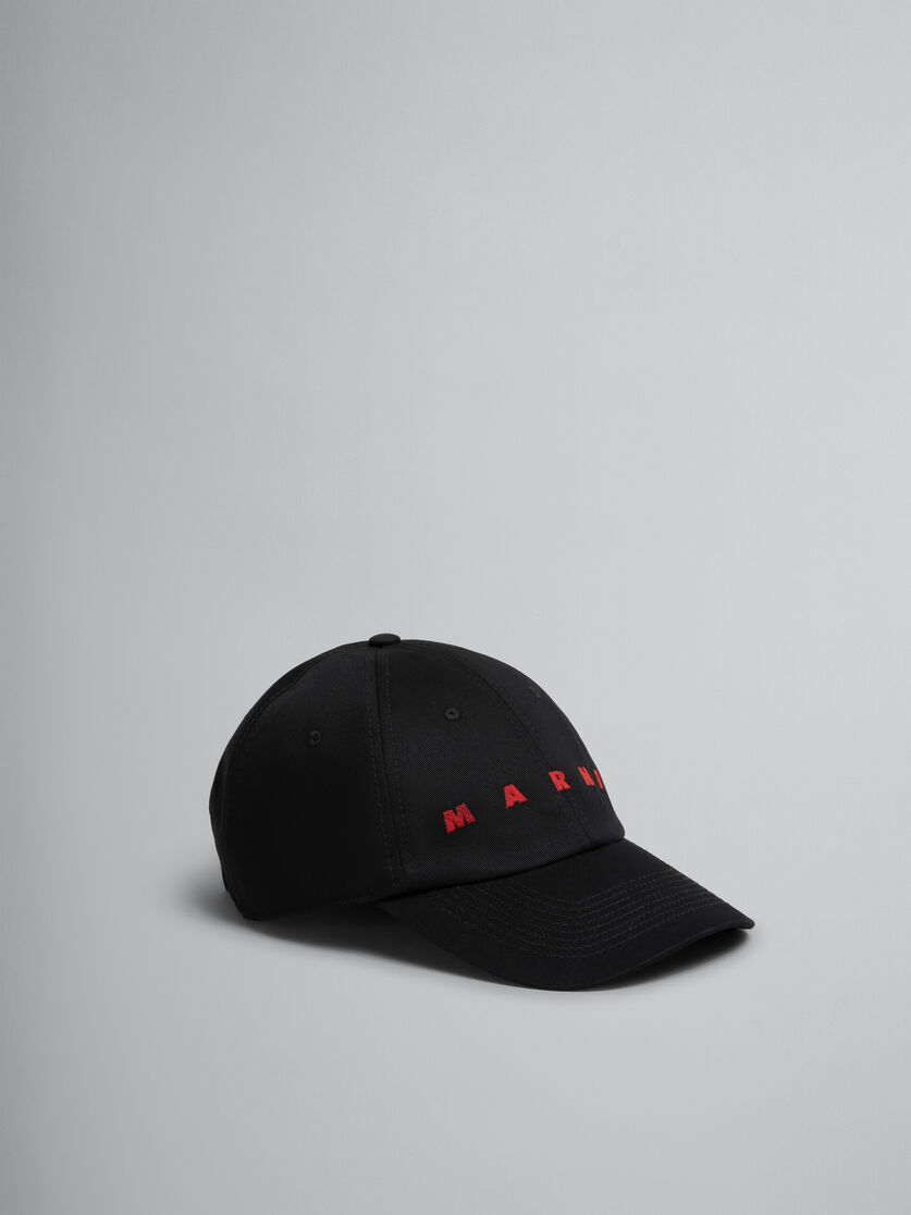 Casquette de baseball en gabardine biologique noire avec logo brodé - Chapeau - Image 1