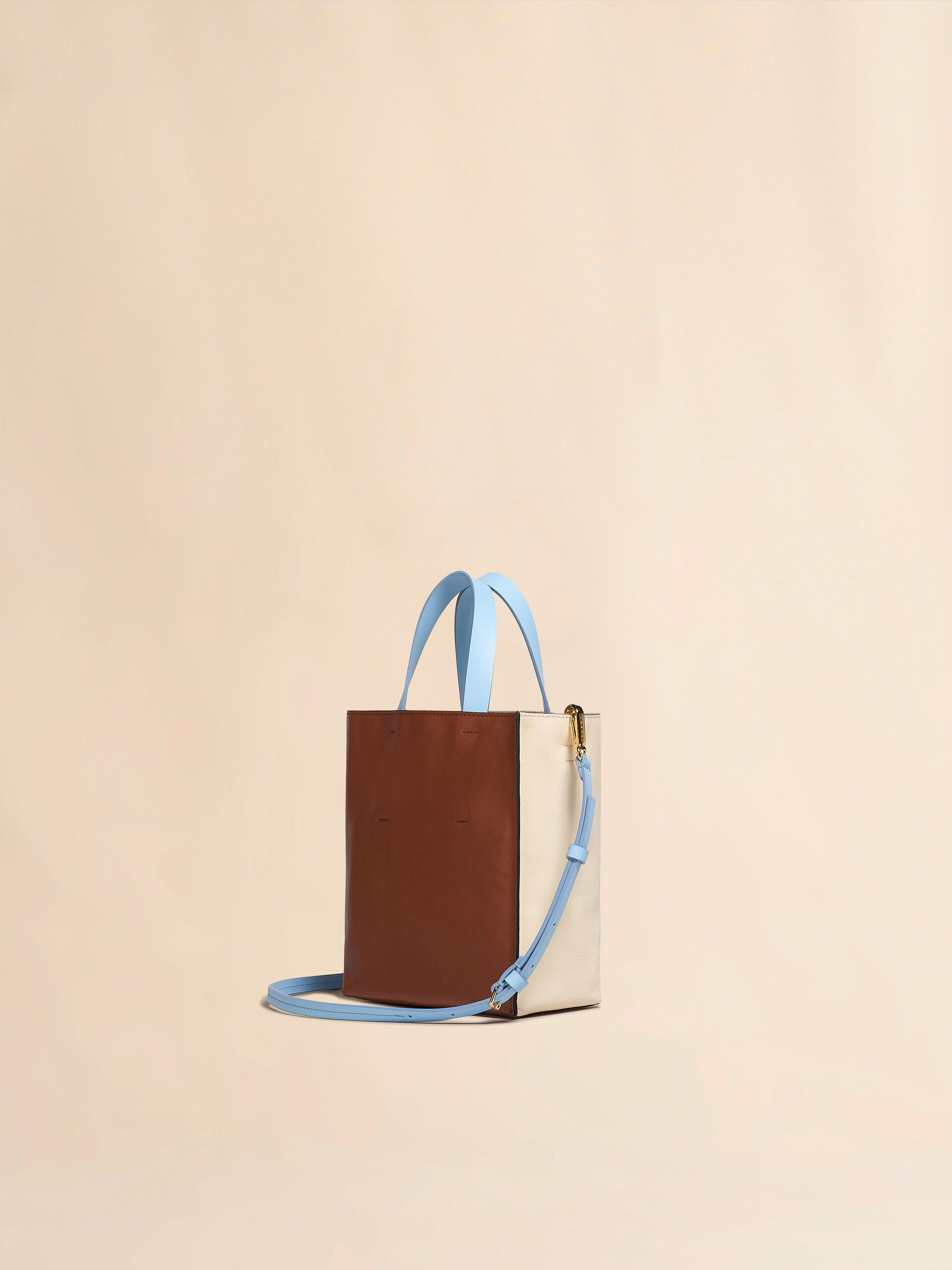 Museo Soft Mini Bag in white brown and light blue leather