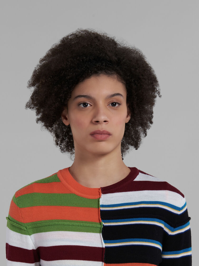 Multicoloured knit sweater with patchwork stripes - Pullovers - Image 4