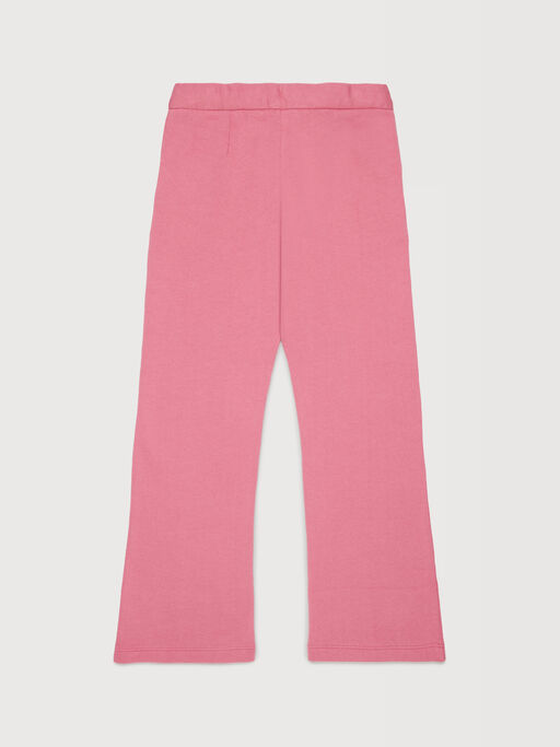 Pink cotton trousers with rhinestone logo - Pants