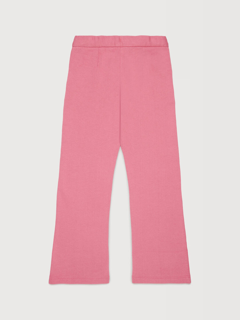Pink cotton trousers with rhinestone logo, Image 2