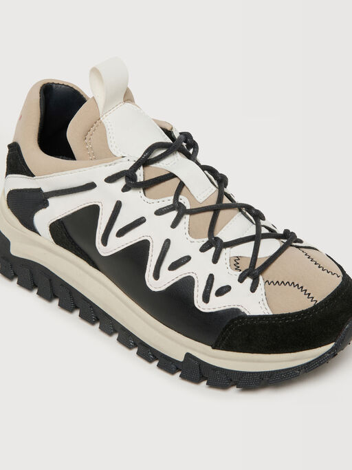 Black sneakers in leather and technical fabric - Sneakers