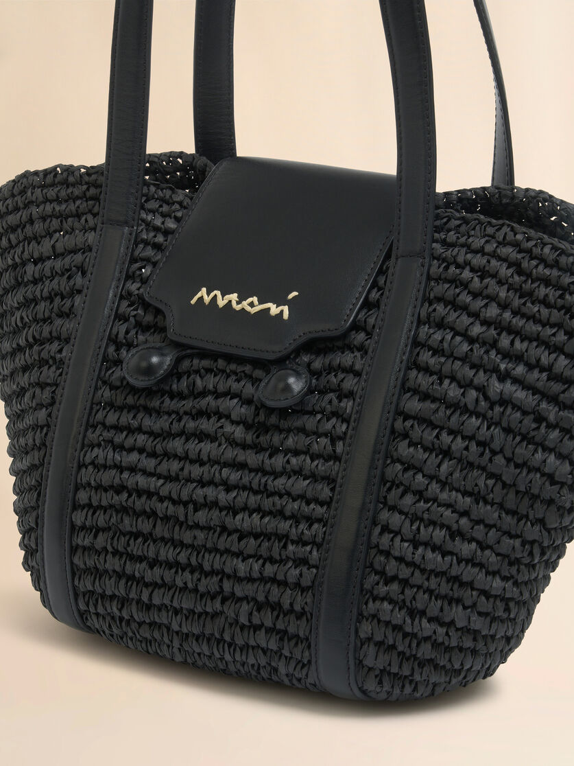 Small black raffia-effect Trunkaroo beach bag - Shopping Bags - Image 5
