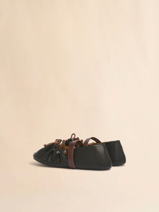 Black and brown leather Mary Jane Soft Ballerina - Ballet Shoes