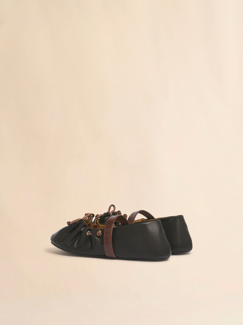 Black and brown leather Mary Jane Soft Ballerina, Image 3