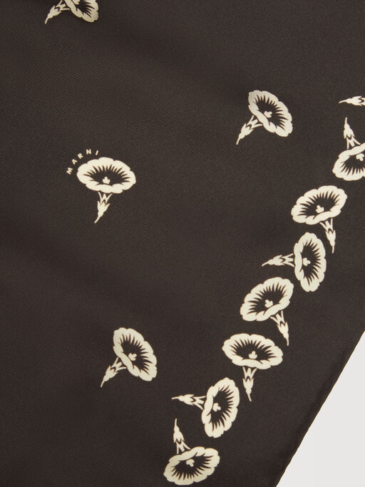 Foulard in seta marrone con stampa floreale - Altri accessori