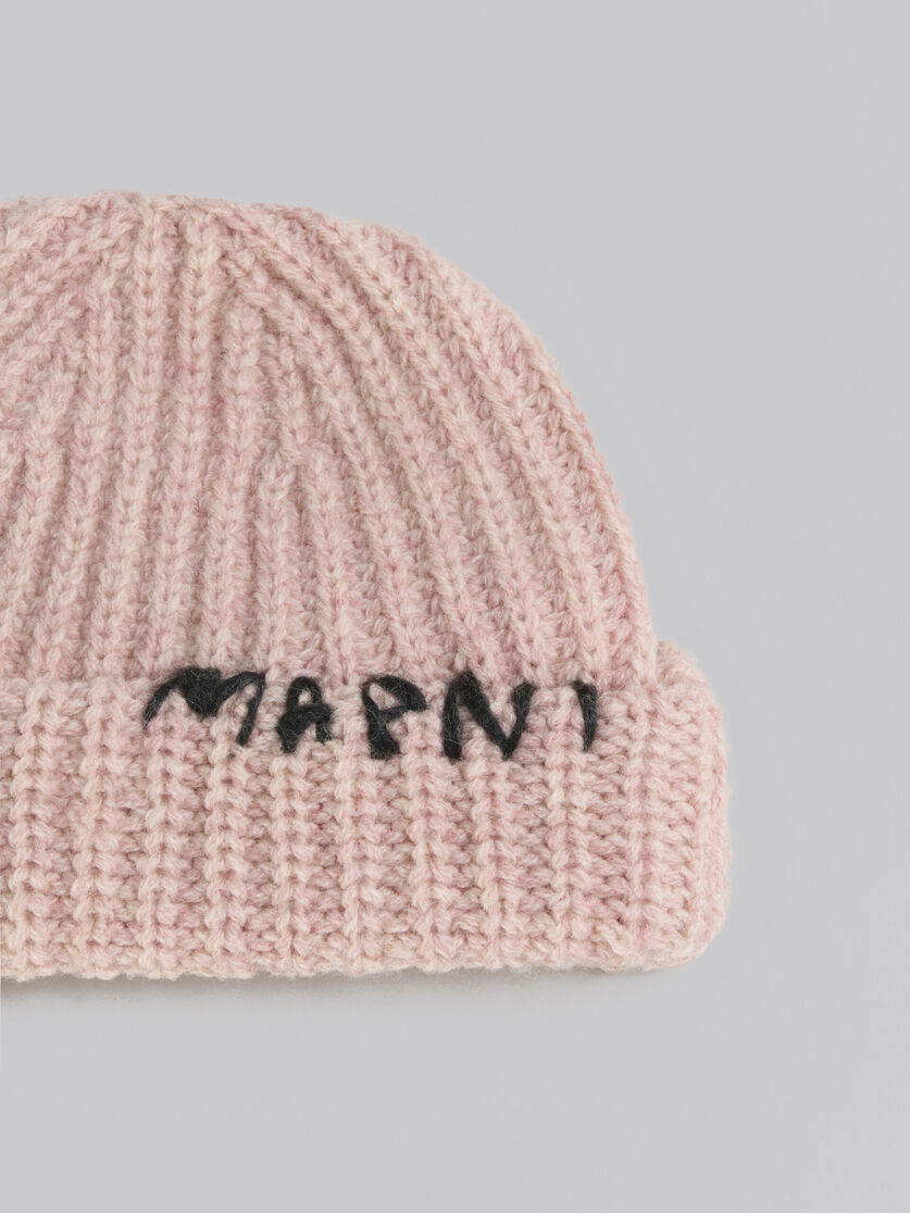 Pink ribbed beanie with hand-stitched logo - Hats - Image 4