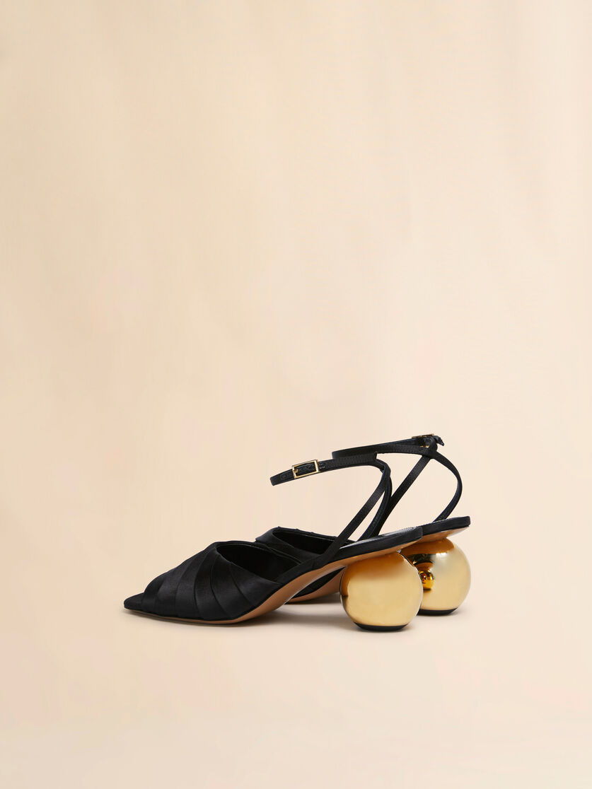 Pink folded satin sandal with spherical heel - Sandals - Image 3