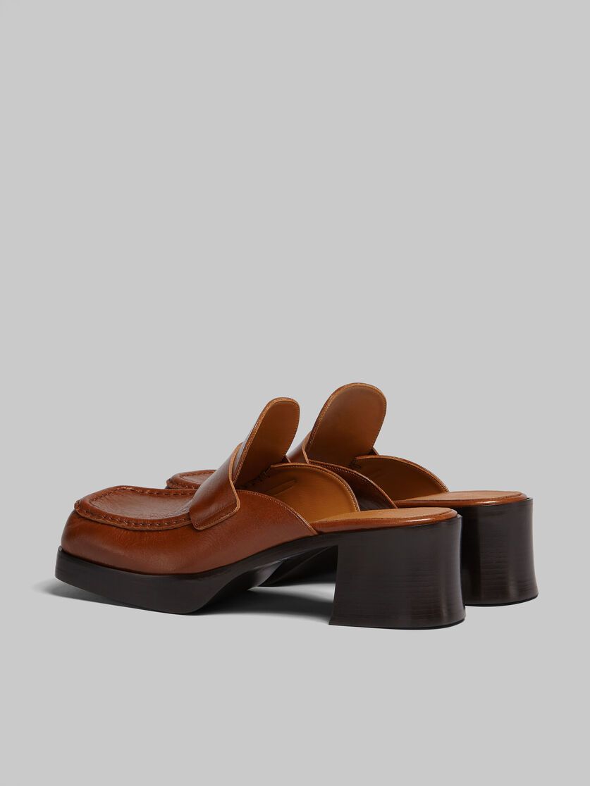 Brown leather heeled mule - Clogs - Image 3