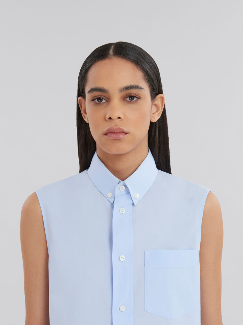 Blue organic poplin cropped shirt | Marni