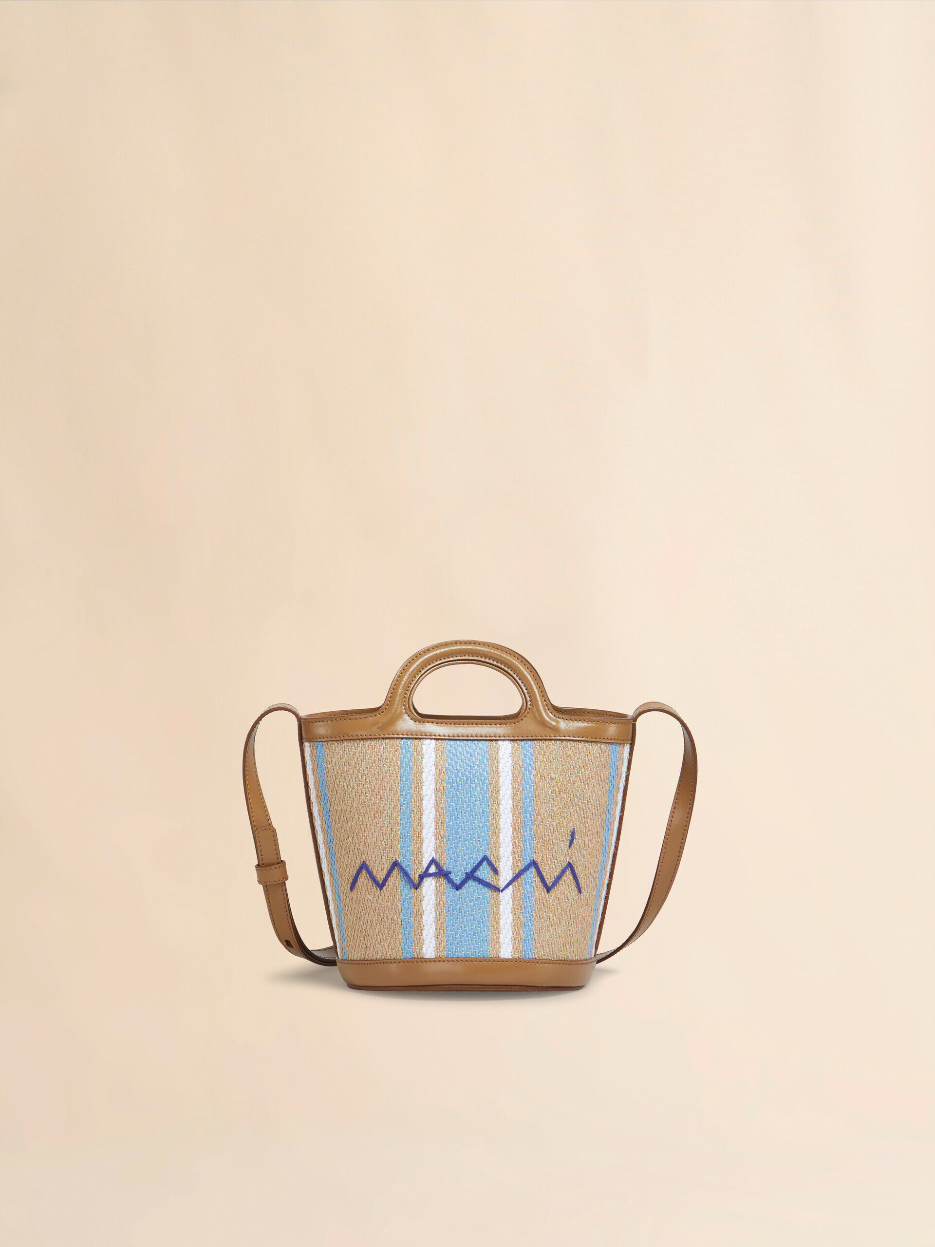 MARNI◆Tropicalia バケットバッグ◆2色 Tropicalia Small Bag in black leather and raffia-effect