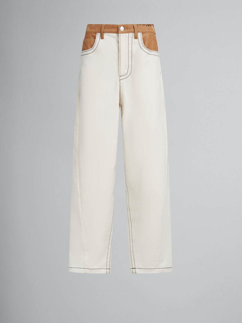 Ecru carrot-fit jeans with Marni mending - Pants - Image 1