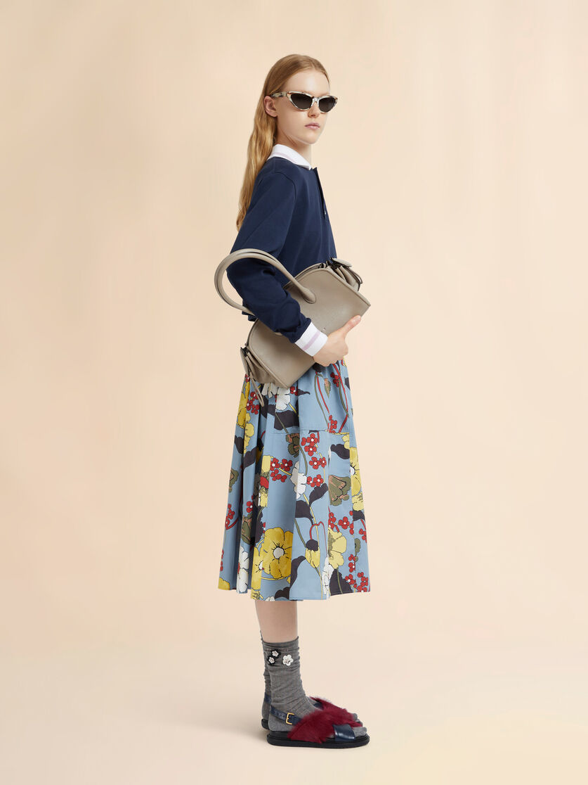 Deep blue piqué long-sleeved polo shirt, Image 5