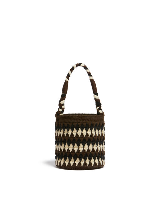 ブラウン クロシェ Marni Market Chessboardバッグ - ショッピングバッグ