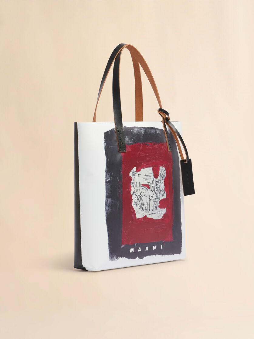White and black Tribeca tote with Fawn print - Shopping Bags - Image 6