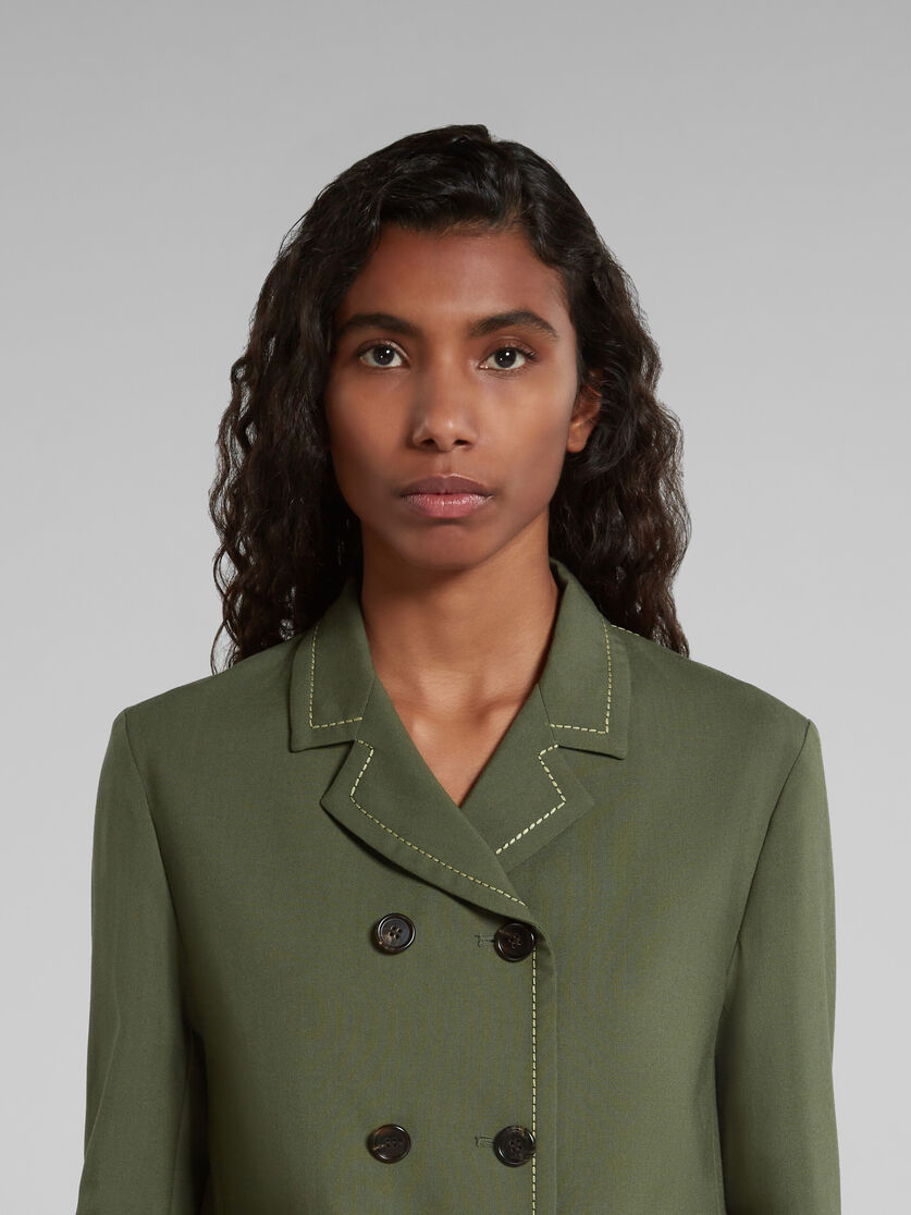 Green wool jacket with contrast stitching - Jackets - Image 4