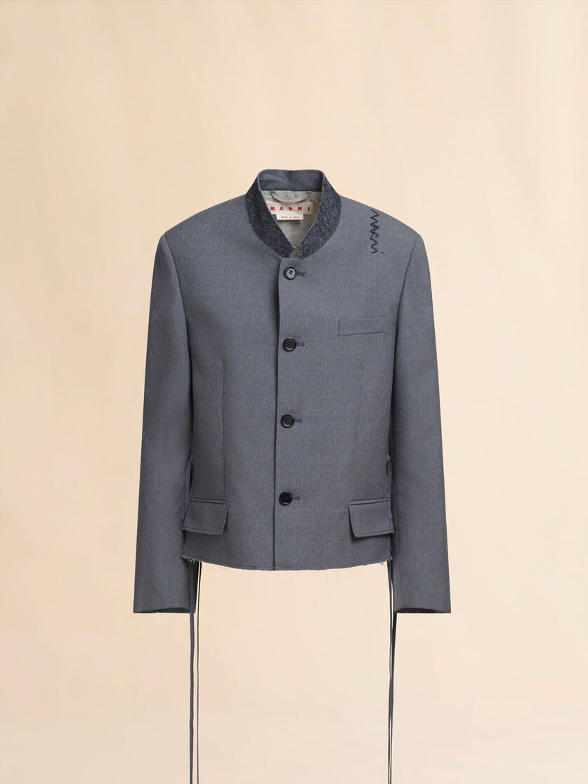 Grey jacket with Mandarin collar and Marni Symbol - Jackets - Image 1