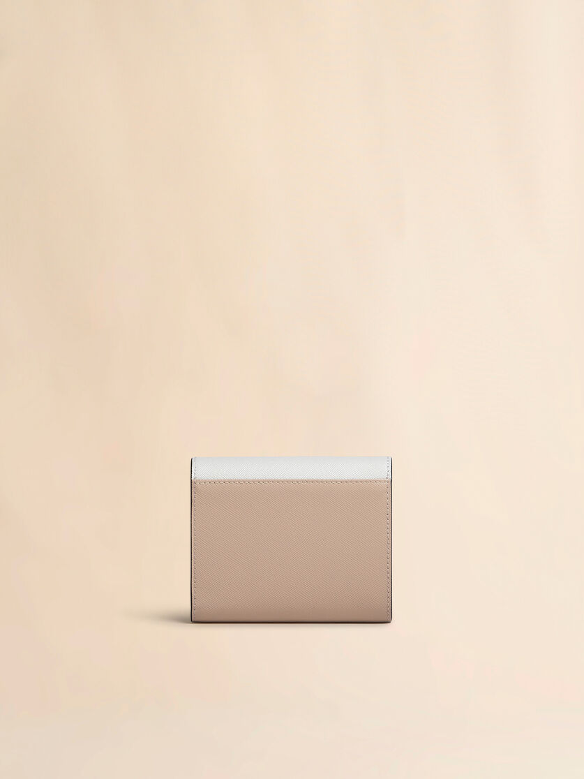 Portefeuille en cuir saffiano vert clair, blanc et marron - Portefeuilles - Image 3