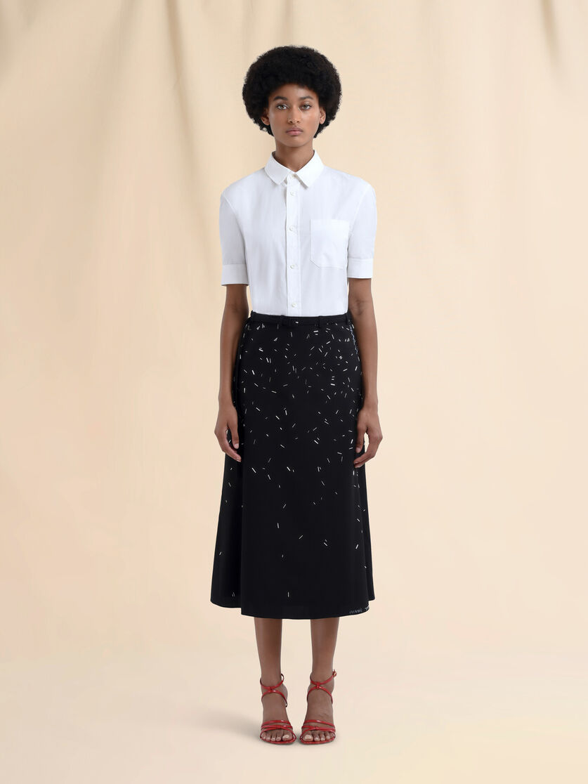 Black wool skirt with embroidered bead detail - Skirts - Image 2