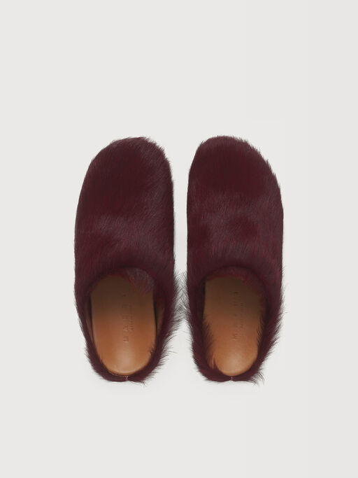 Fussbett sabot in vitello a pelo lungo bordeaux - Sandali